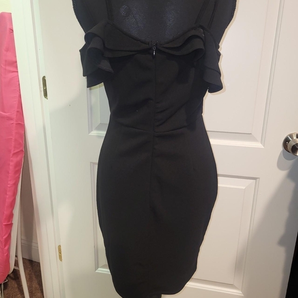 Chic Black Ruffle Mini Dress - Picture 2 of 6